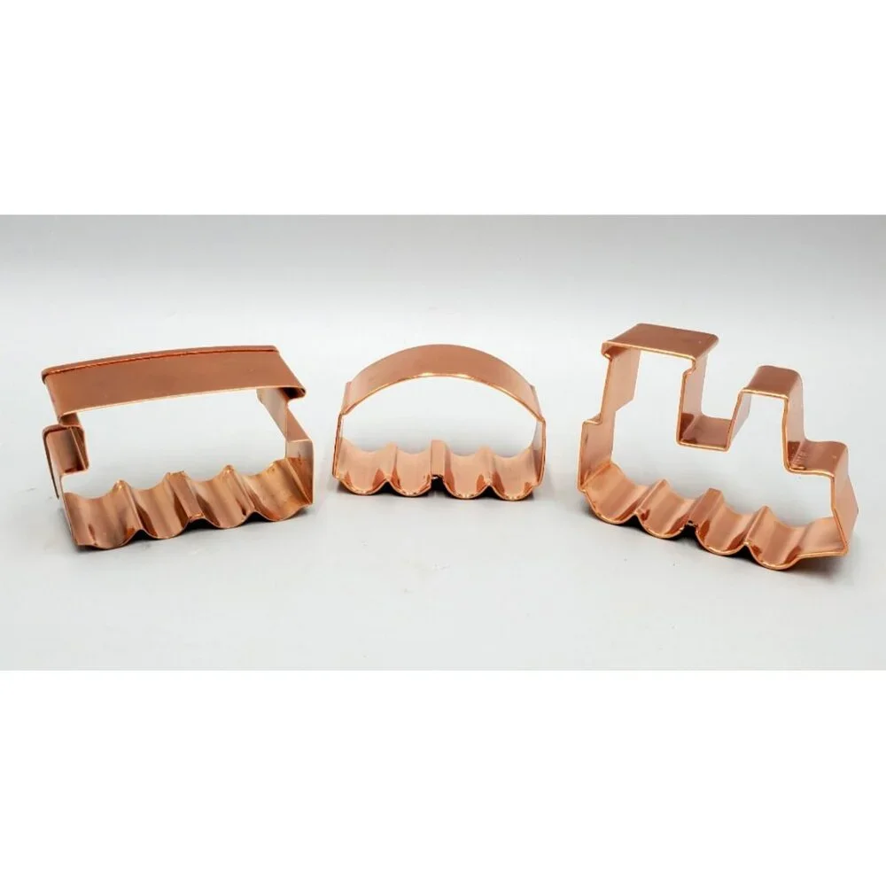Copper Metal Cookie Cutters Train Locomotive Coal Car Caboose Figural Railroad - Picture 2 of 6